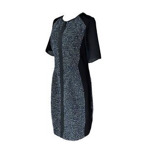 ELI TAHARI EUC front zip Tweed midi in Black multi Size L